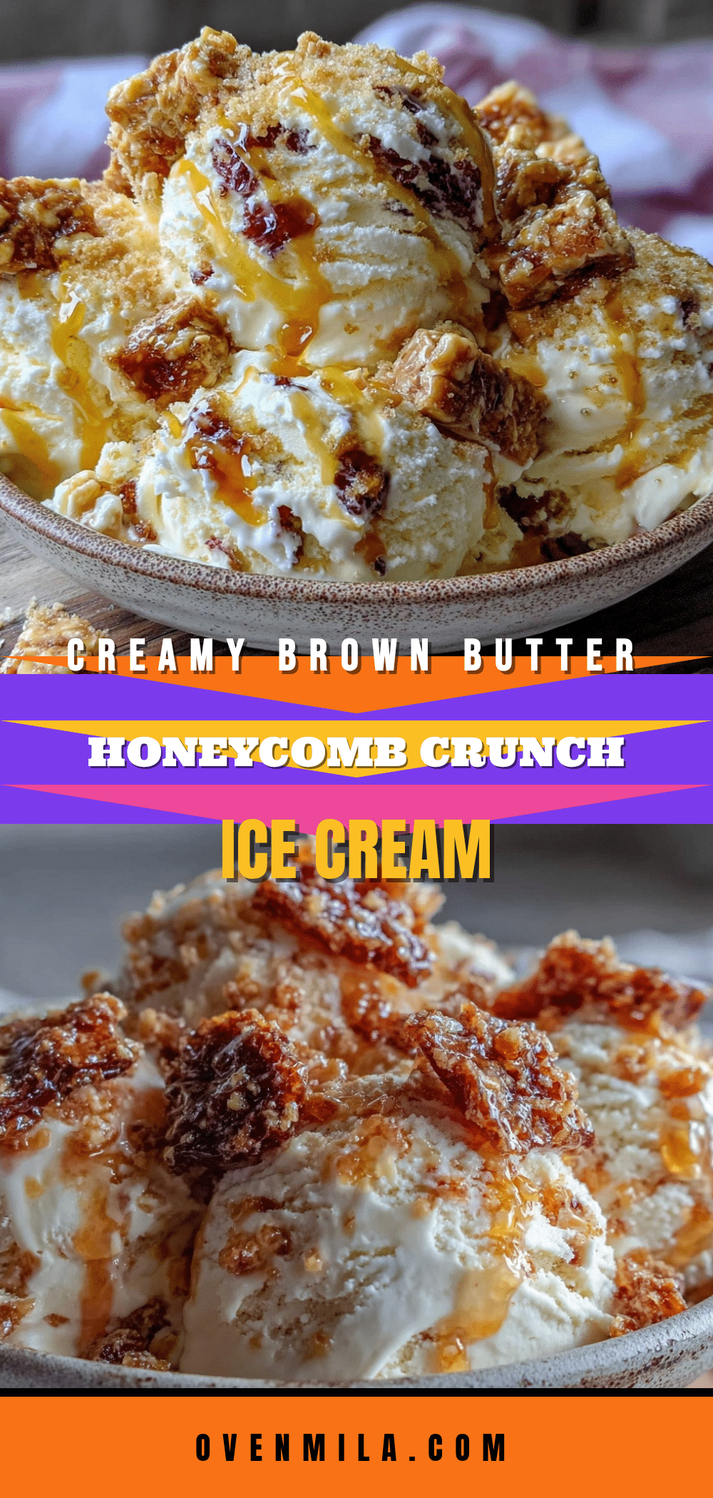 brown butter honeycomb crunch no-churn ice cream recipe