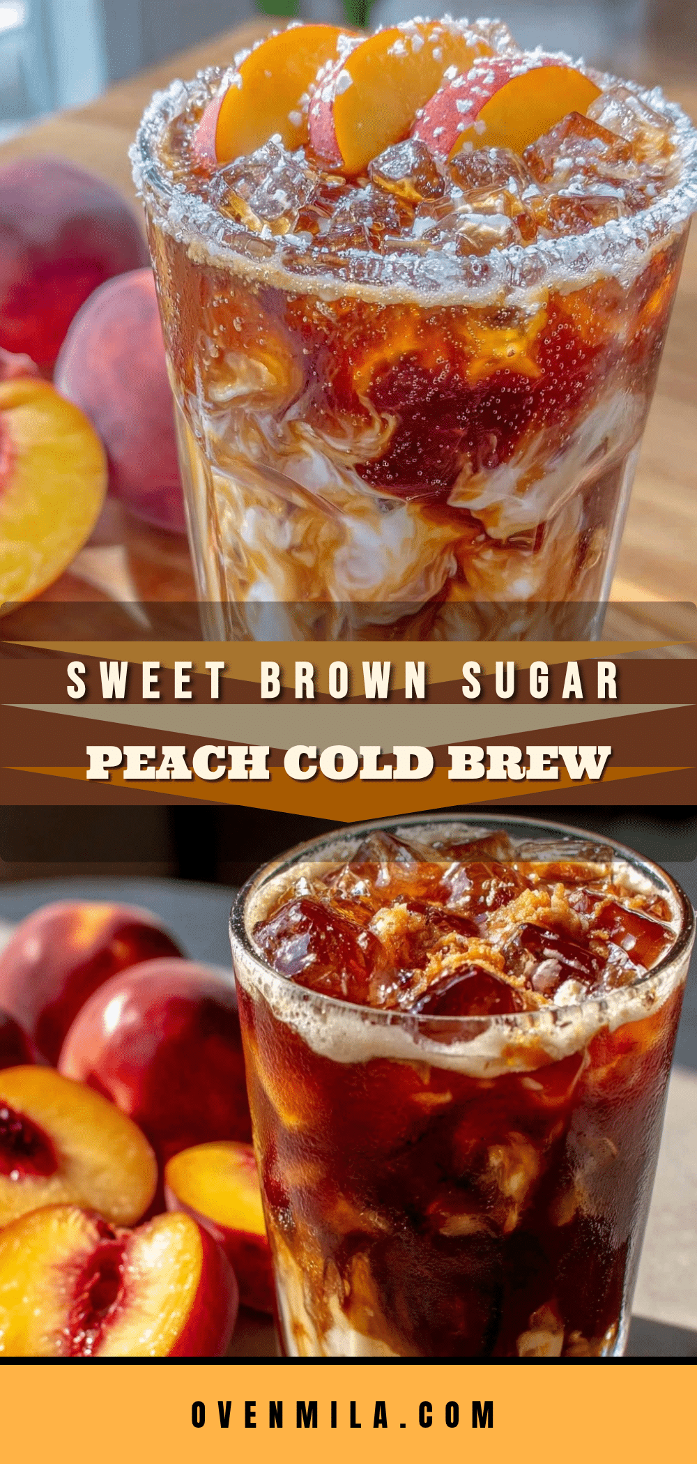 brown sugar peach cold brew iced coffee recipe