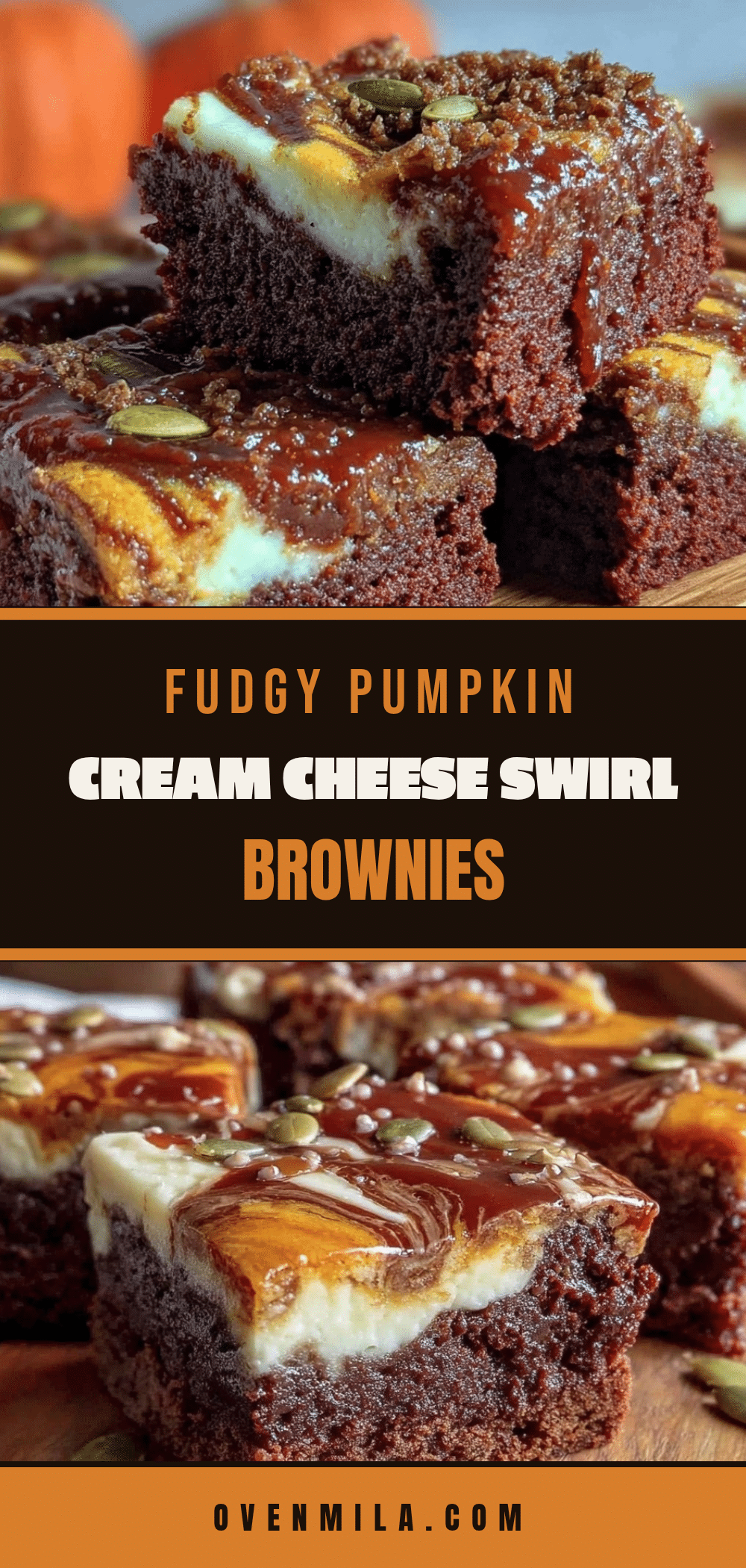 cozy pumpkin cream cheese swirl brownies recipe