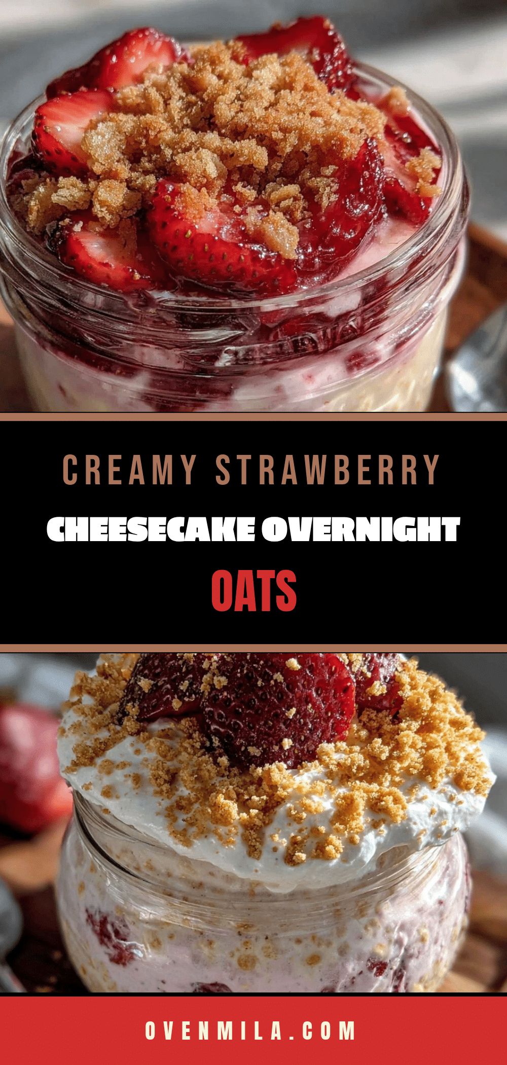 creamy strawberry cheesecake overnight oats recipe