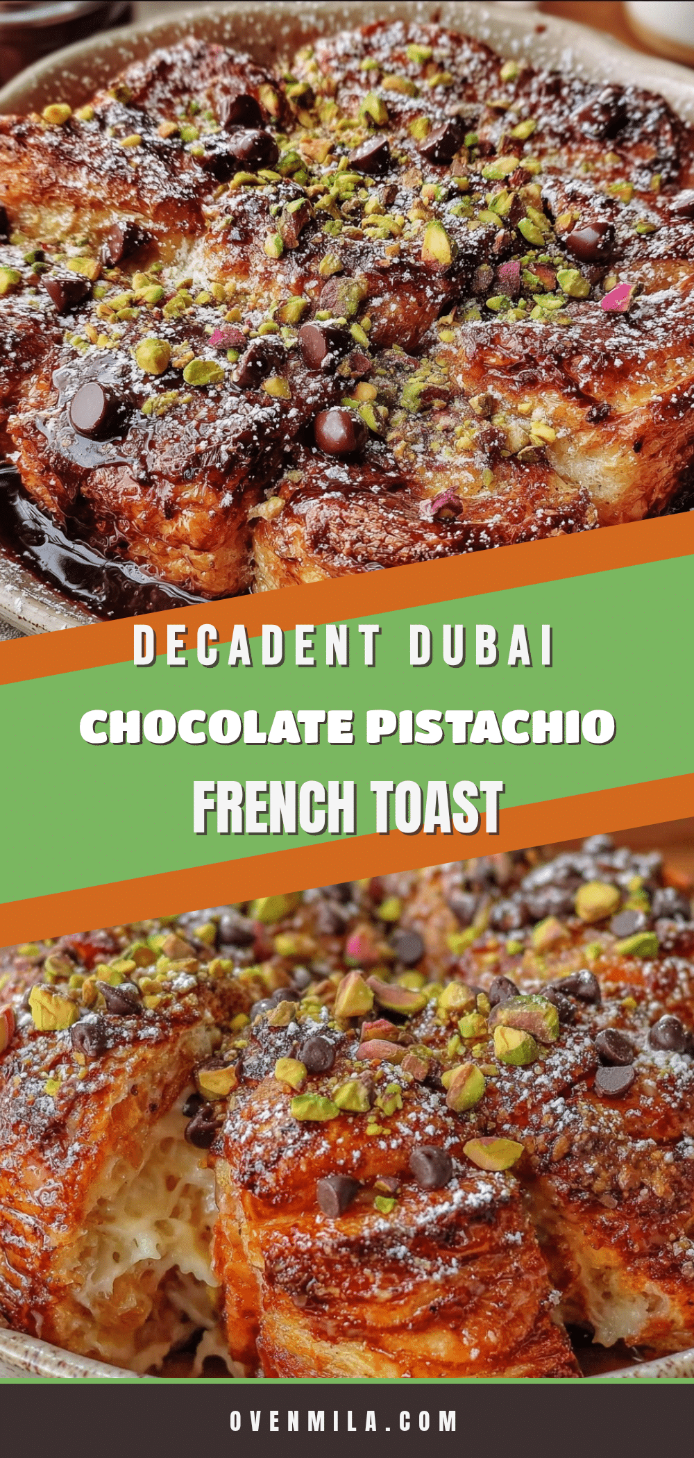 Dubai Chocolate Pistachio Croissant French Toast Bake recipe