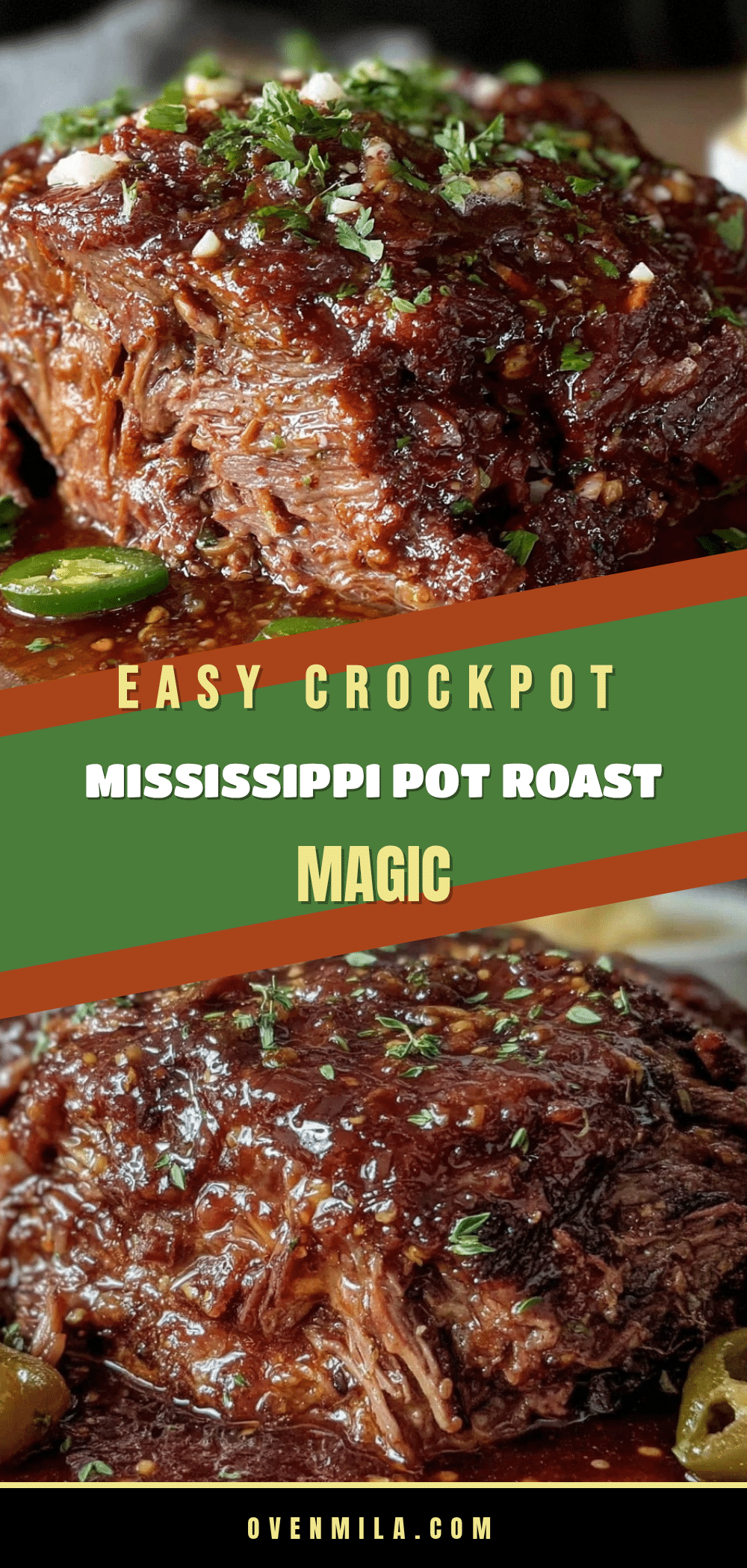 Easy Crockpot Mississippi Pot Roast recipe