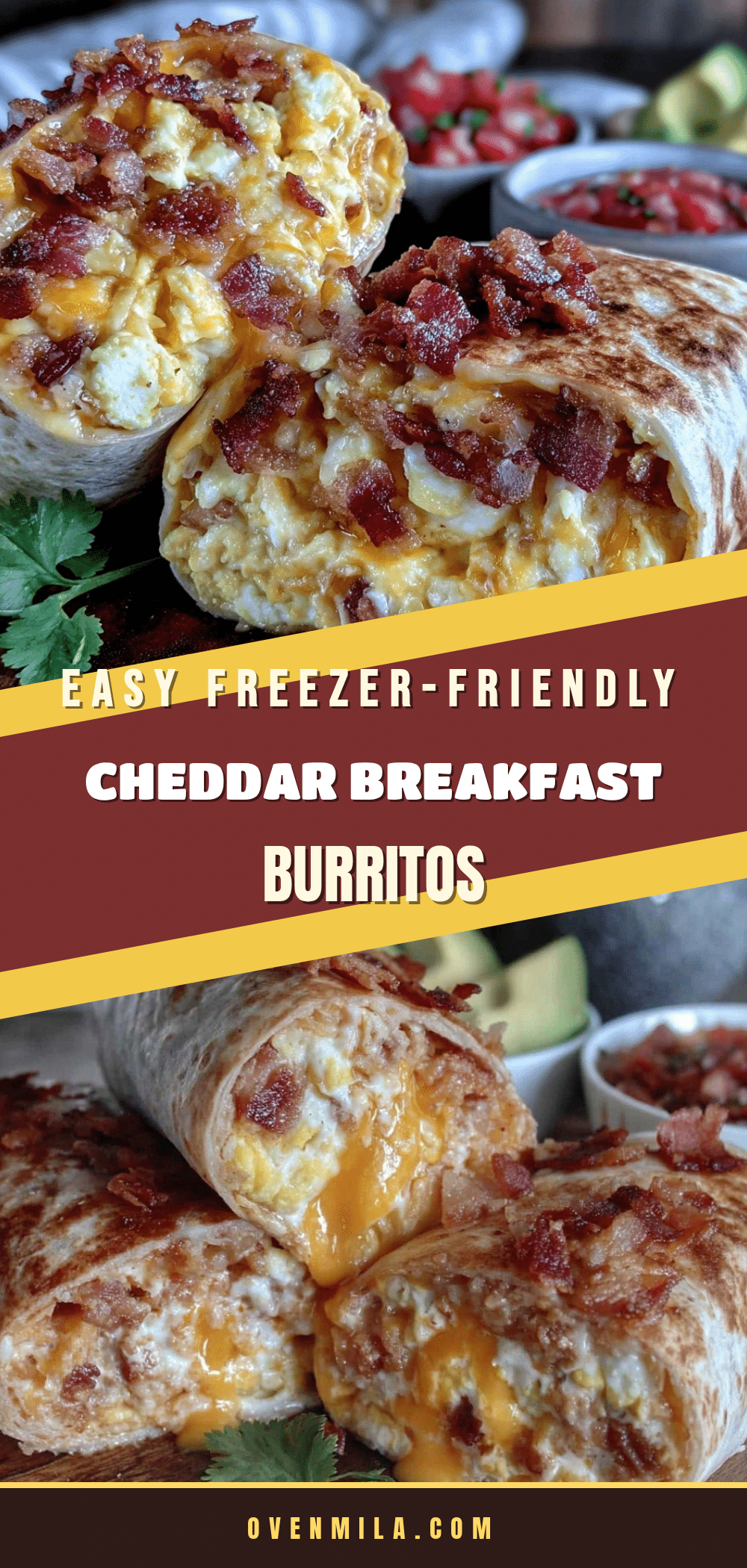 freezer-friendly egg and cheddar breakfast burritos recipe