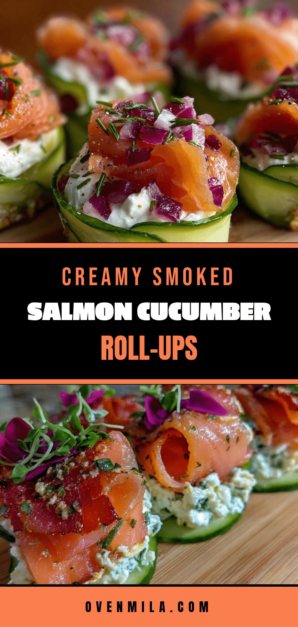 fresh cucumber cream cheese smoked salmon bagel roll-ups recipe