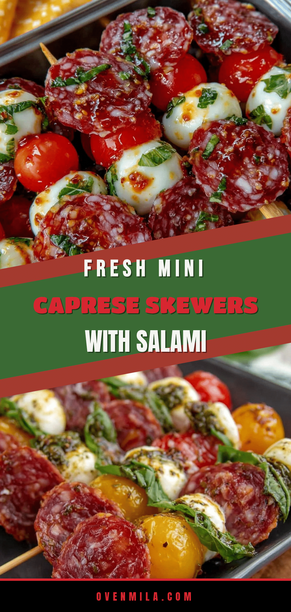 Fresh Mini Caprese Skewers with Salami recipe