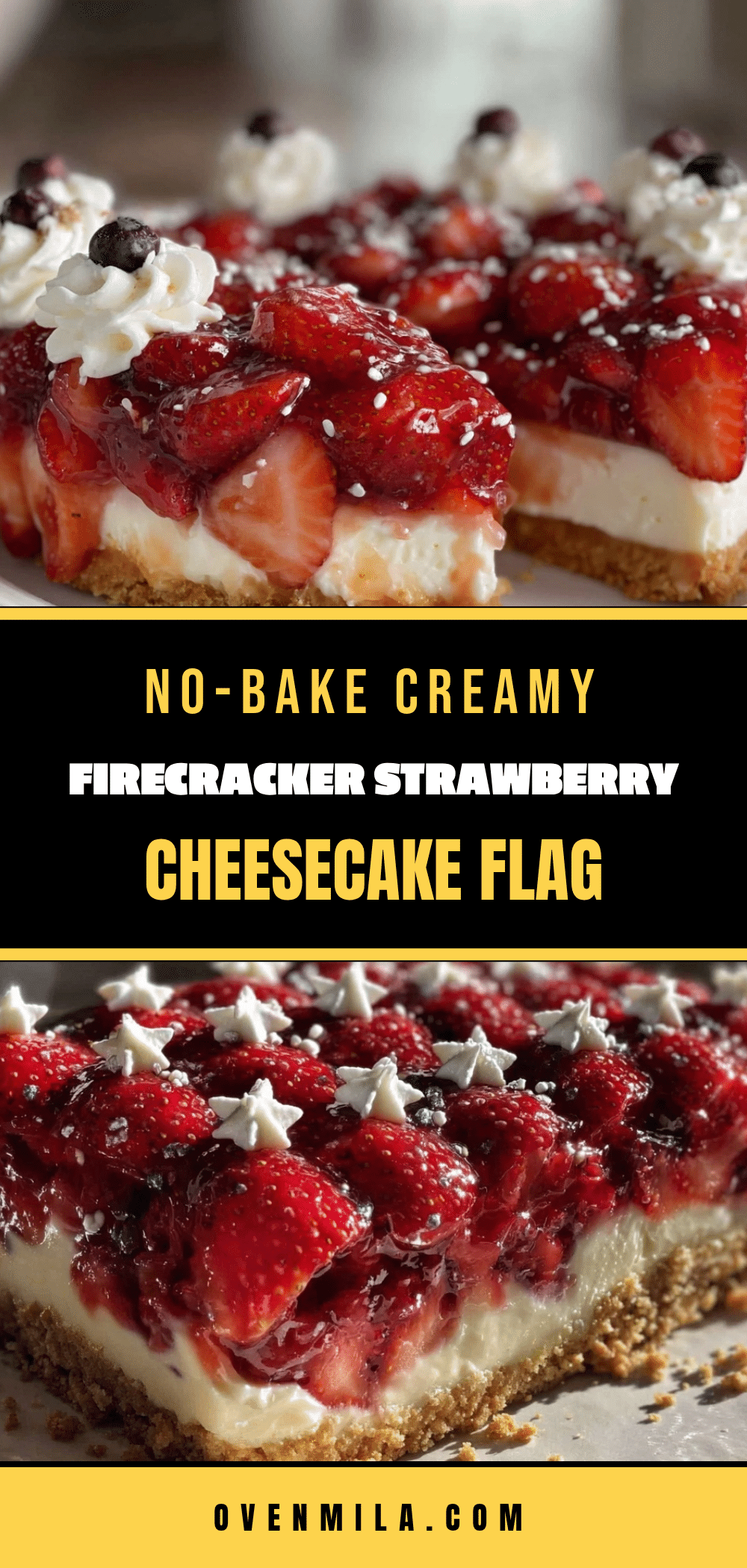 no bake firecracker strawberry cheesecake flag cake recipe