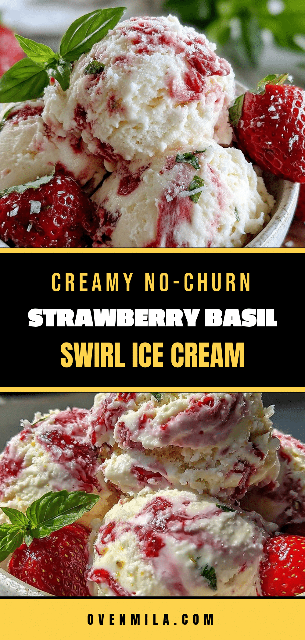 no-churn strawberry basil swirl ice cream recipe
