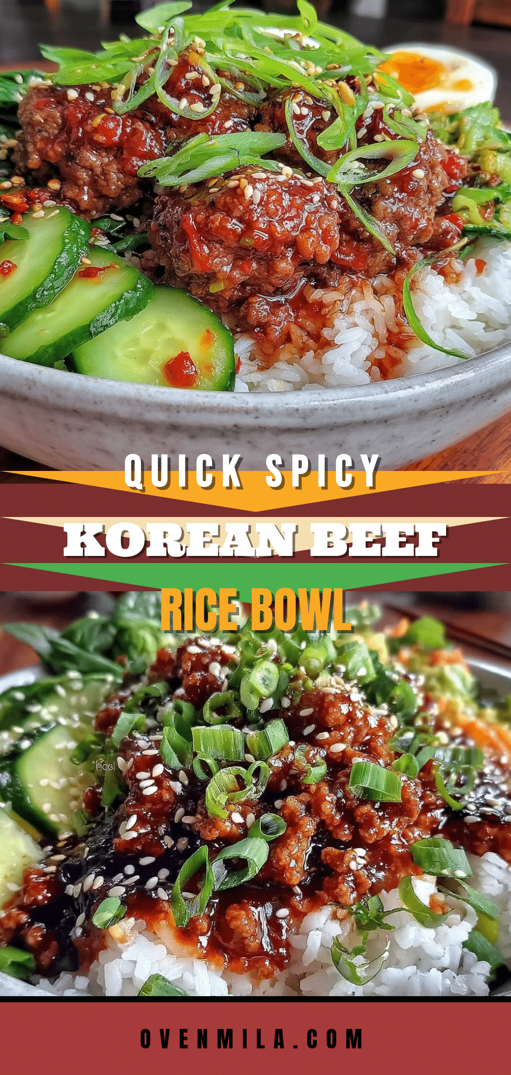 quick spicy ground beef korean rice bowl recipe