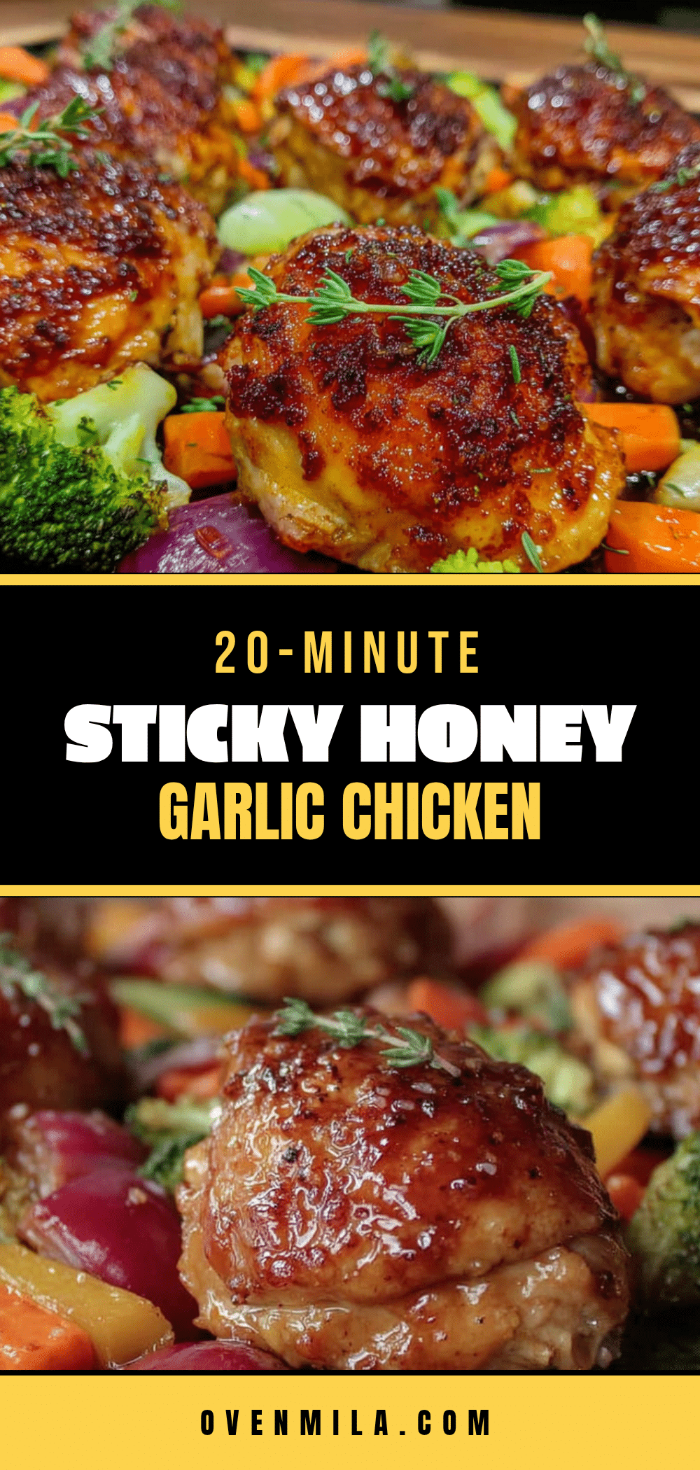 20-minute honey garlic chicken thighs sheet pan dinner recipe