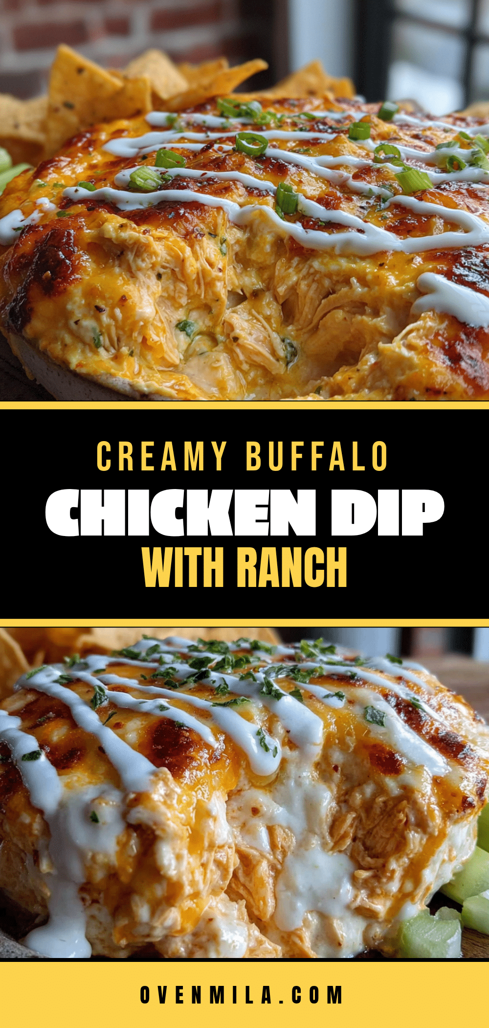 creamy buffalo chicken dip with ranch drizzle recipe