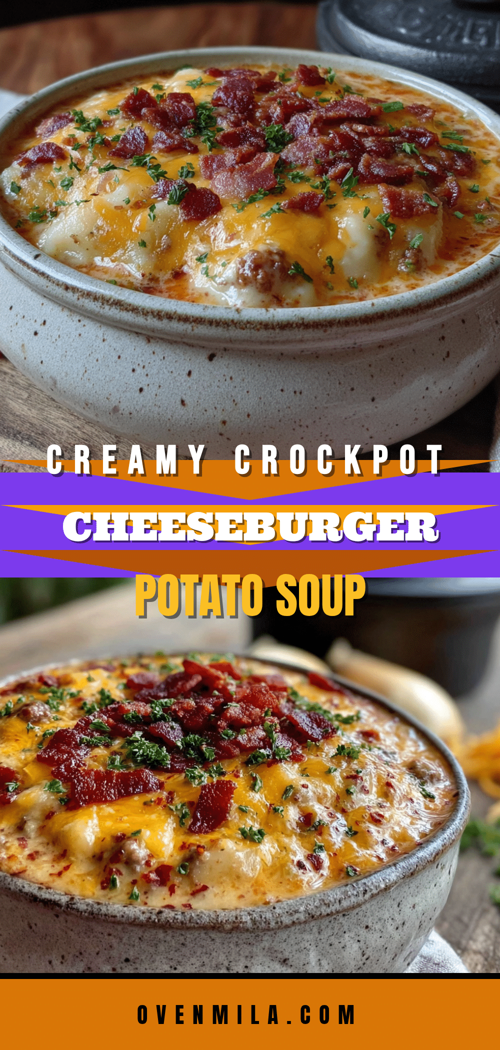 Creamy Crockpot Cheeseburger Potato Soup recipe