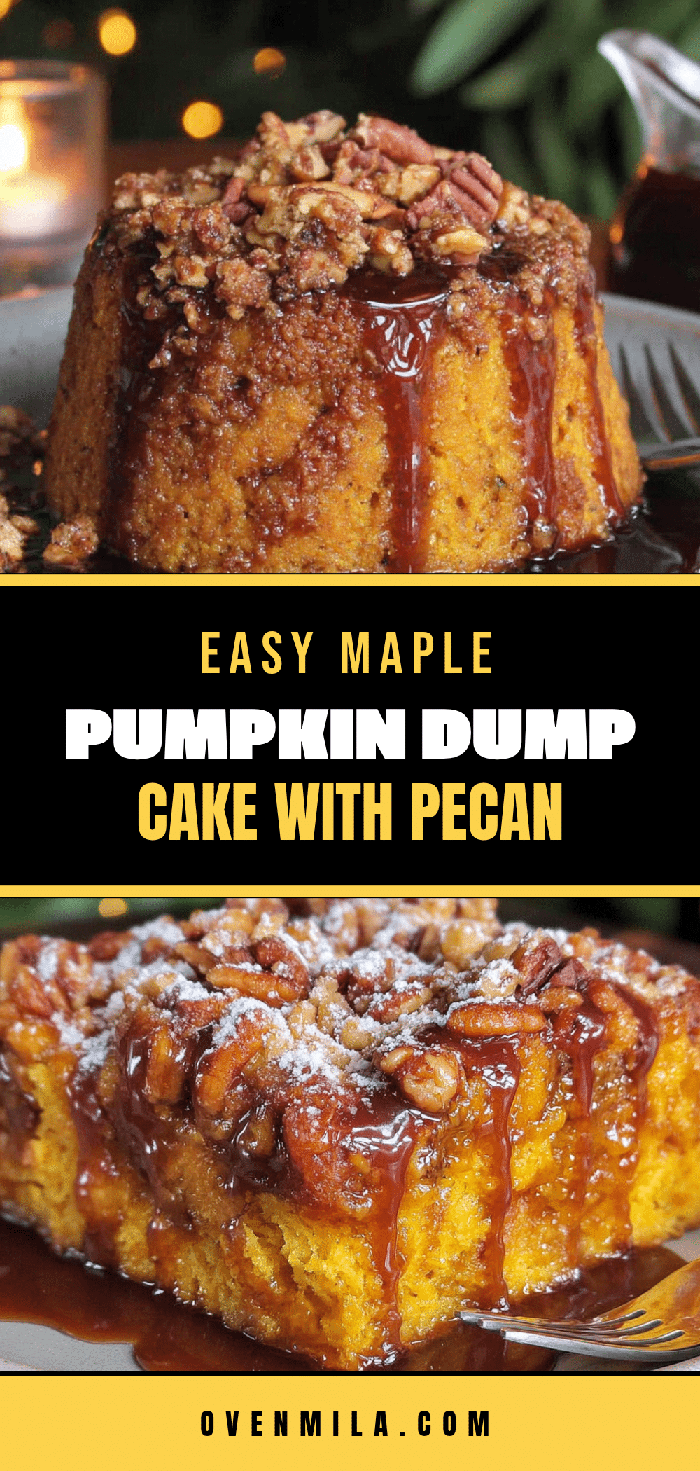 easy maple pumpkin dump cake with pecan crumble recipe