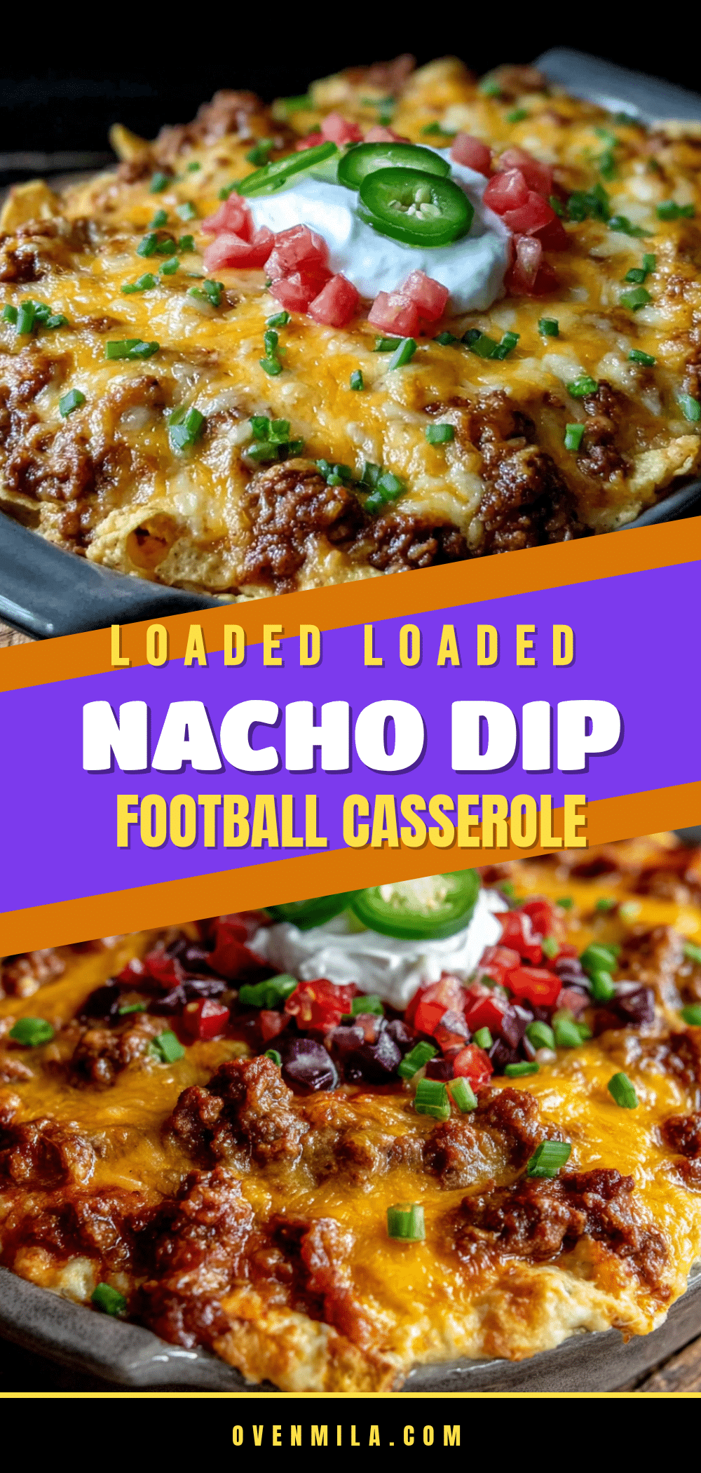 loaded nacho football dip casserole recipe