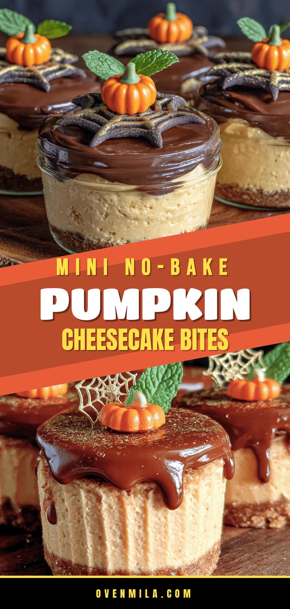 Best Mini No-Bake Halloween Pumpkin Cheesecakes recipe