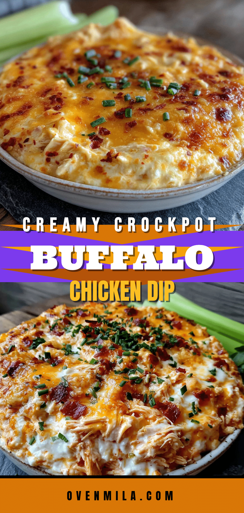 creamy crockpot buffalo chicken dip with ranch recipe