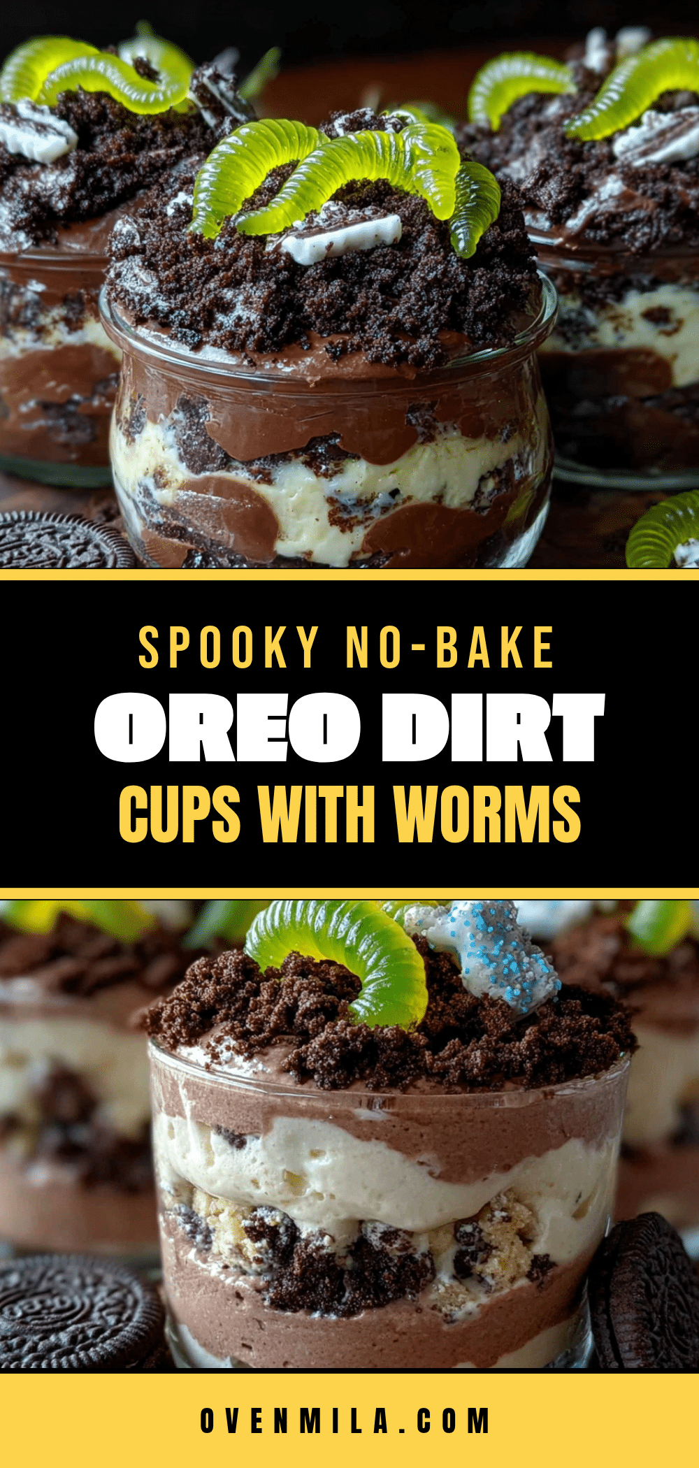 Halloween Oreo dirt cups recipe