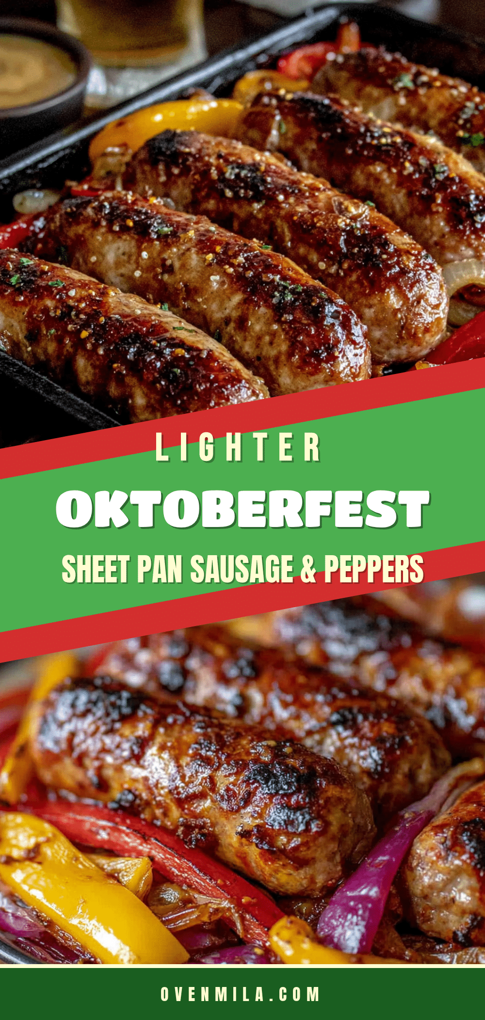 lighter Oktoberfest sheet pan sausage and peppers recipe
