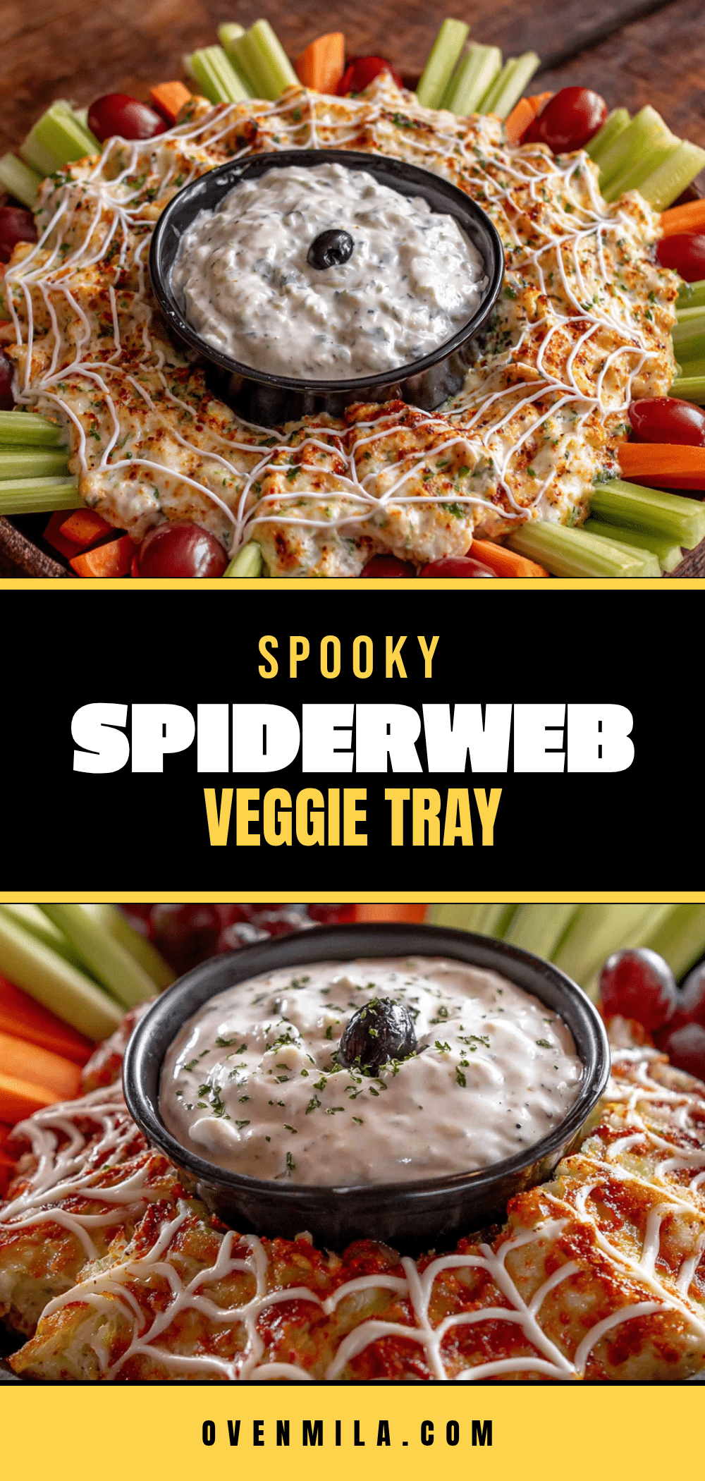 Spooky Spiderweb Veggie Tray recipe